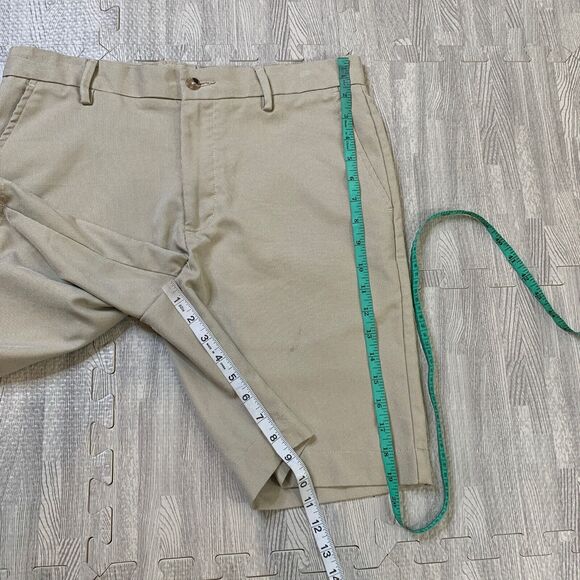 Greg Norman Shorts Mens 32 Khaki Performance Golf Flat Front Chino Slash Pockets - Picture 5 of 11